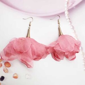 Fabric Flower Drop Earrings