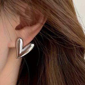 Silver Heart Stud Earrings
