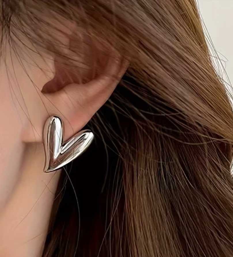 Silver Heart Stud Earrings